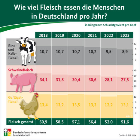 Pro-Kopf-Verzehr von Fleisch sinkt weiter